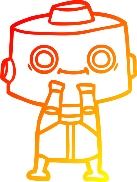 Bir insan tarafından çizilen çizgi film robotunun sıcak çizgi çizimi