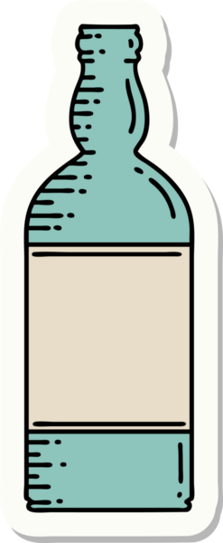 Bir insan tarafından çizilmiş geleneksel bir şişe dövmesi.