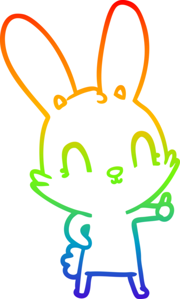 Gökkuşağı gradyan çizgisi. Bir insan tarafından çizilmiş şirin bir tavşan çizimi.