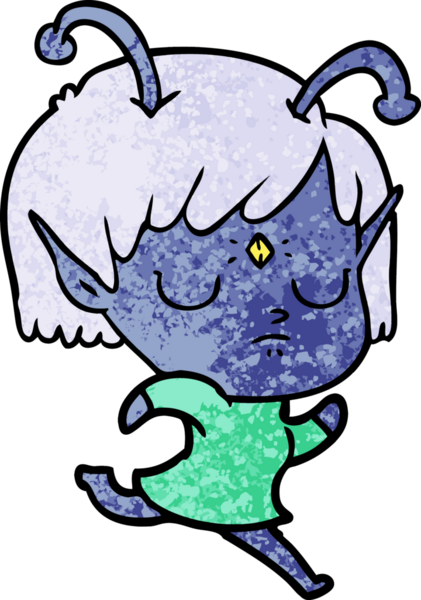 Bir insan tarafından çizilmiş uzaylı kız.