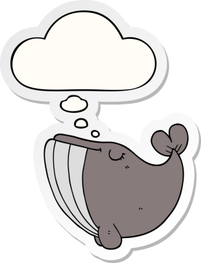 Düşünce baloncuğu insan tarafından çizilmiş bir çıkartma olan çizgi film balinası.