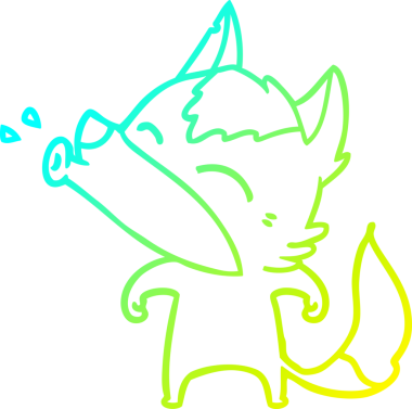 Bir insan tarafından çizilen uluyan kurt çizgi filminin soğuk gradyan çizimi