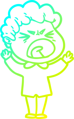 Bir insan tarafından çizilmiş öfkeli bir çizgi film karakteri.