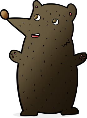 Bir insan tarafından çizilmiş komik karikatür kara ayı.