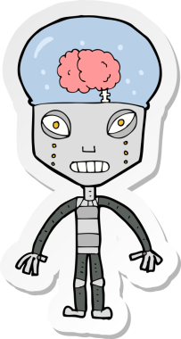 Bir insan tarafından çizilmiş garip robotun çıkartması.