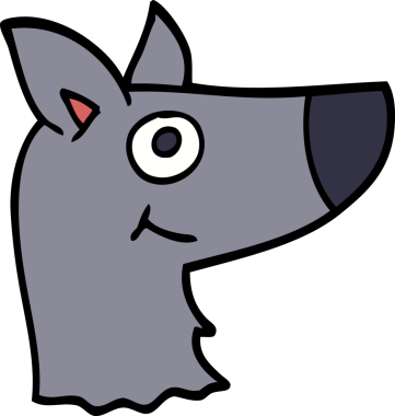 Bir insan tarafından çizilmiş mutlu bir köpek.