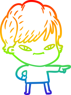 gökkuşağı gradyan çizimi bir insan tarafından çizilmiş mutlu bir kadın çizgi