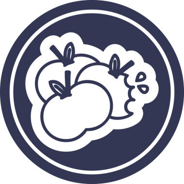 bir insan tarafından çizilmiş sulu elma dairesel simgesi