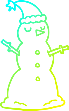 Bir insan tarafından çizilmiş bir kardan adamın soğuk çizgi çizimi