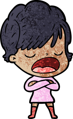 Bir insan tarafından çizilmiş bir karikatür kadın konuşuyor.