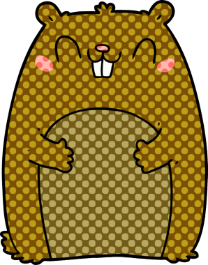 Bir insan tarafından çizilmiş mutlu bir sincap.