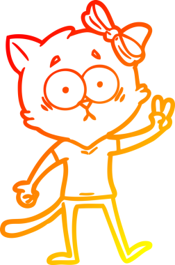 Bir insan tarafından çizilmiş çizgi film kedisinin sıcak çizgi çizimi