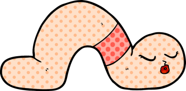 Bir insan tarafından çizilmiş bir solucan.