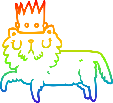 Gökkuşağı gradyan çizgi çizimi Bir insan tarafından çizilmiş taç giyen bir kedi