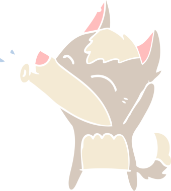 Uluyan Kurt düz renkli çizgi film bir insan tarafından çizildi.