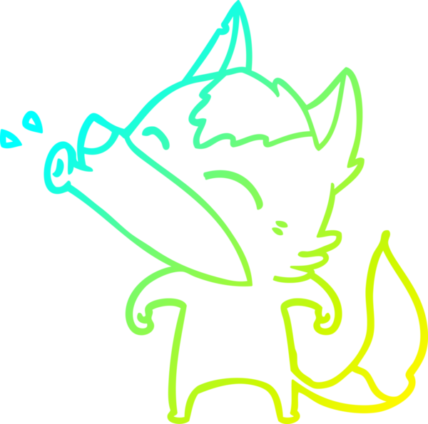 Bir insan tarafından çizilen uluyan kurt çizgi filminin soğuk gradyan çizimi