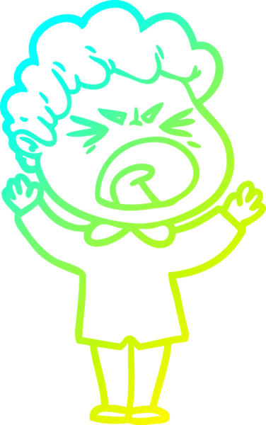 Bir insan tarafından çizilmiş öfkeli bir çizgi film karakteri.