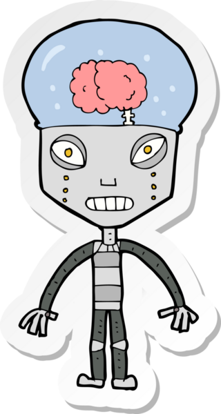 Bir insan tarafından çizilmiş garip robotun çıkartması.