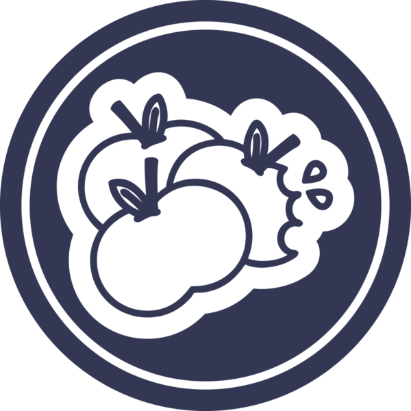 bir insan tarafından çizilmiş sulu elma dairesel simgesi