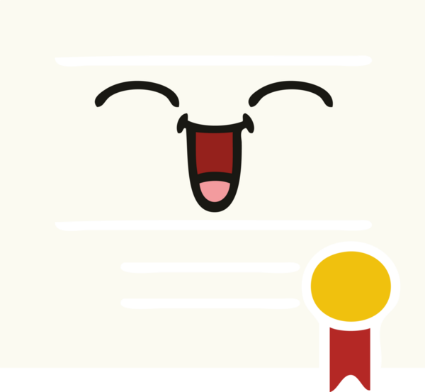 Bir insan tarafından çizilmiş mezuniyet diplomasının düz renkli retro karikatürü