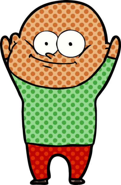 Bir insan tarafından çizilmiş kel bir adam.