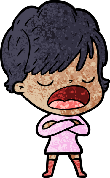 Bir insan tarafından çizilmiş bir karikatür kadın konuşuyor.