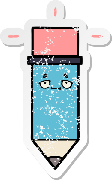 Bir insan tarafından çizilmiş şirin bir karikatür kaleminin sıkıntılı çıkartması.