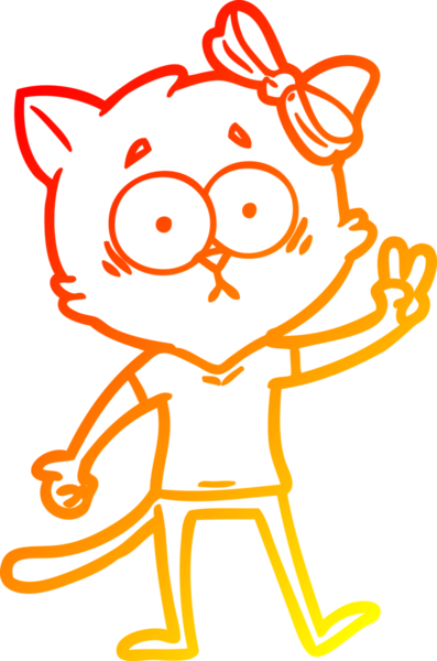 Bir insan tarafından çizilmiş çizgi film kedisinin sıcak çizgi çizimi