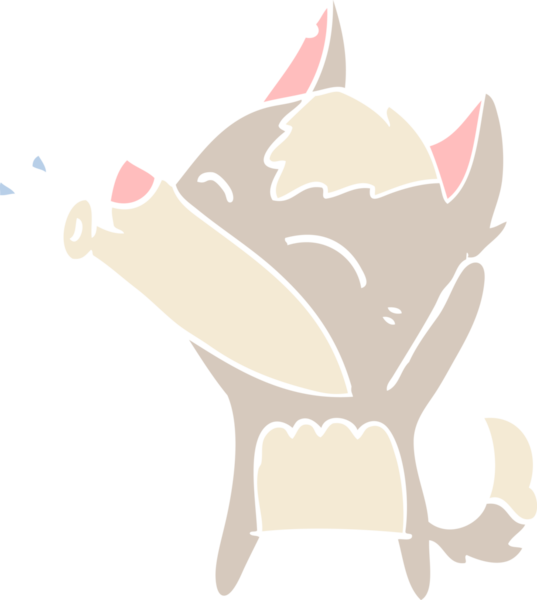 Uluyan Kurt düz renkli çizgi film bir insan tarafından çizildi.