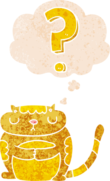 soru işaretli çizgi film kedisi grunge sıkıntılı retro dokuma tarzı bir insan tarafından çizilmiş
