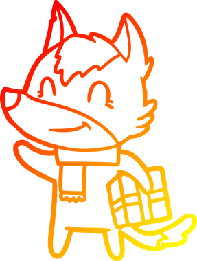 Bir insan tarafından çizilmiş, dost canlısı bir kurdun sıcak çizgi çizimi.