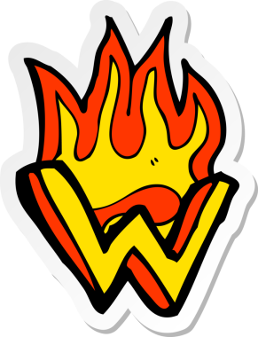 Bir insan tarafından çizilmiş yanan bir karikatür çıkartması.