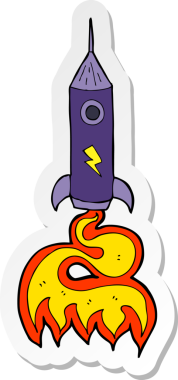 Bir insan tarafından çizilmiş uzay roketinin çıkartması.