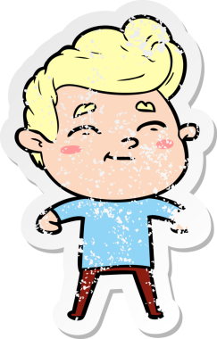 Bir insan tarafından çizilmiş mutlu bir çizgi film karakterinin sıkıntılı çıkartması.