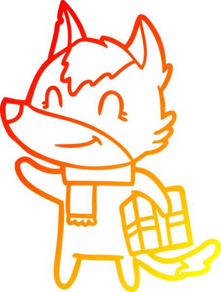 Bir insan tarafından çizilmiş, dost canlısı bir kurdun sıcak çizgi çizimi.