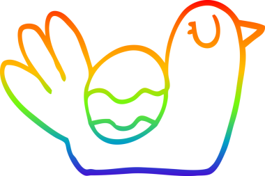 gökkuşağı gradyan çizgi çizimi bir insan tarafından çizilmiş yuva kuran kuş