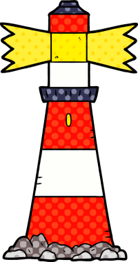 bir insan tarafından çizilmiş karikatür deniz feneri