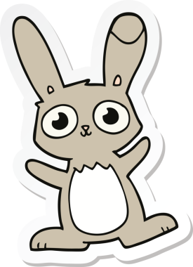 Bir insan tarafından çizilmiş şirin bir tavşanın çıkartması.