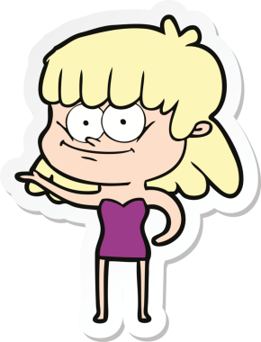 Bir insan tarafından çizilmiş gülümseyen bir karikatür çıkartması.