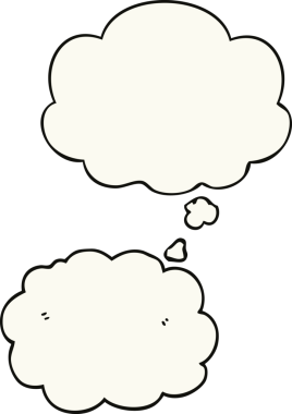 Bir insan tarafından çizilmiş düşünce baloncuklu çizgi film bulutu