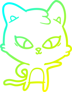 Bir insan tarafından çizilmiş bir çizgi film kedisinin soğuk gradyan çizgisi.