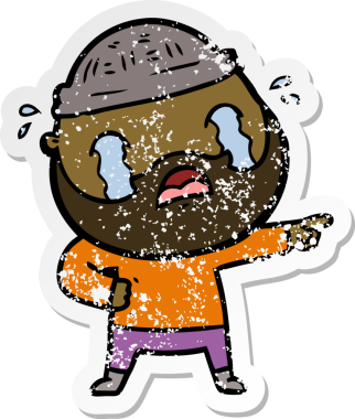 Bir insan tarafından çizilmiş ağlayan sakallı bir adamın sıkıntılı çıkartması.