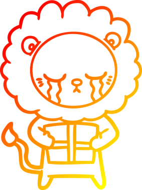 Bir insan tarafından çizilmiş, ağlayan bir aslanın sıcak çizgi çizgisi.