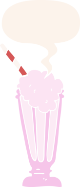 bir insan tarafından çizilmiş eski usul konuşma baloncuklu karikatür milkshake 'i