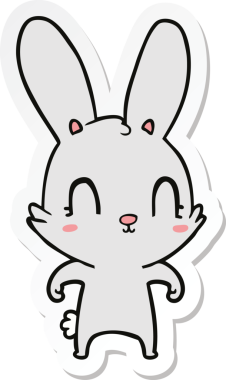 Bir insan tarafından çizilmiş şirin bir tavşanın çıkartması.