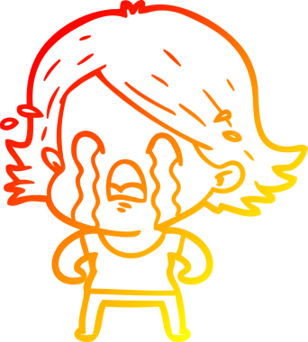 Bir insan tarafından çizilmiş, ağlayan bir çizgi kadın çizimi.