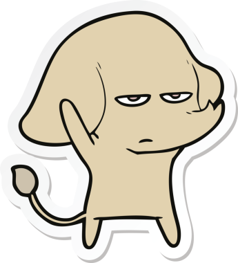 Bir insan tarafından çizilmiş kızgın bir filin çıkartması.