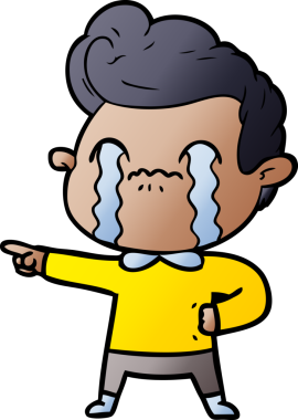 Bir insan tarafından çizilmiş ağlayan çizgi film adamı.