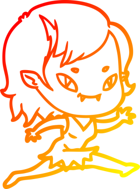 Bir insan tarafından çizilmiş, cana yakın vampir bir kızın çizgi çizimi.