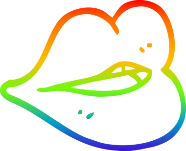 Bir insan tarafından çizilen kırmızı dudakların çizgi çizimi.